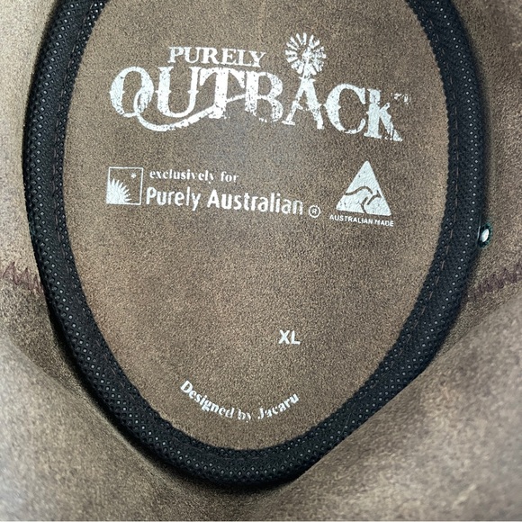 Purely Outback Jacaru Brown Leather Australian Outback hat XL braided cowboy - Picture 6 of 7